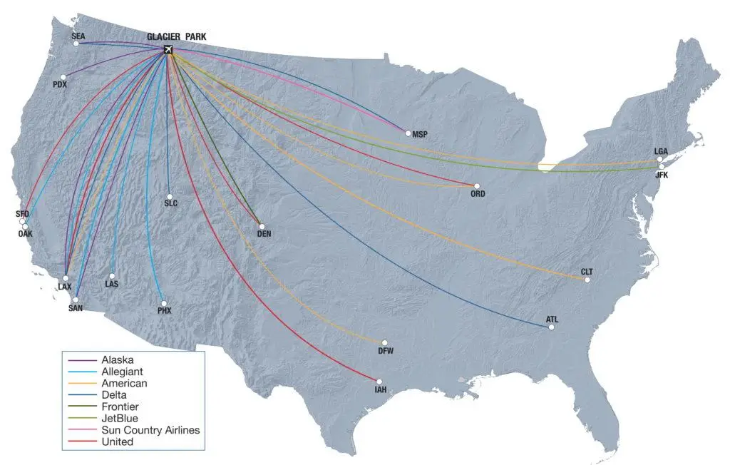 Flights in to Whitefish via Glacier International Airport