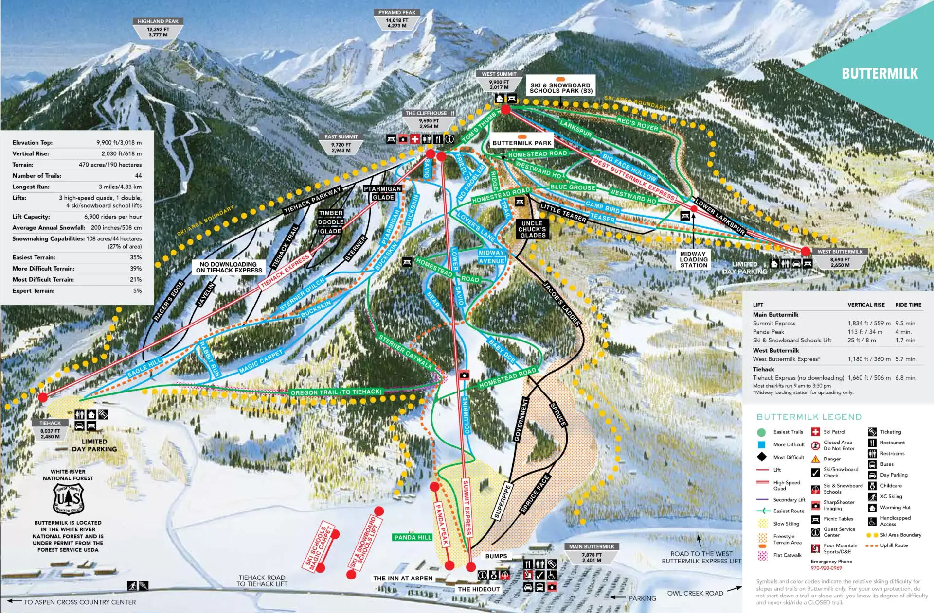 Buttermilk Ski area map
