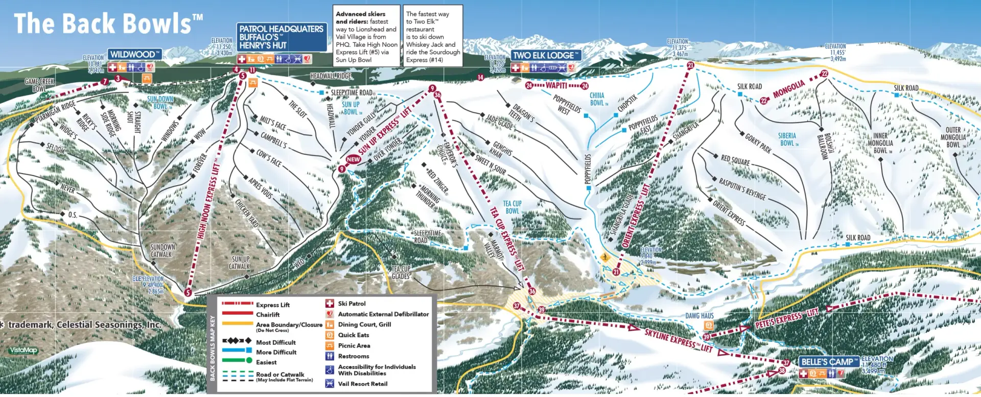 Vail Back Bowls Map
