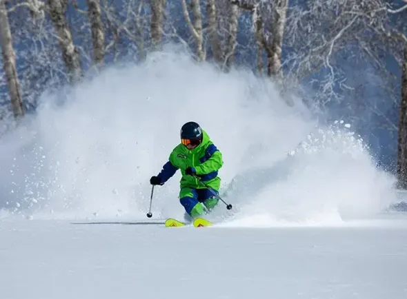 First tracks cat skiing